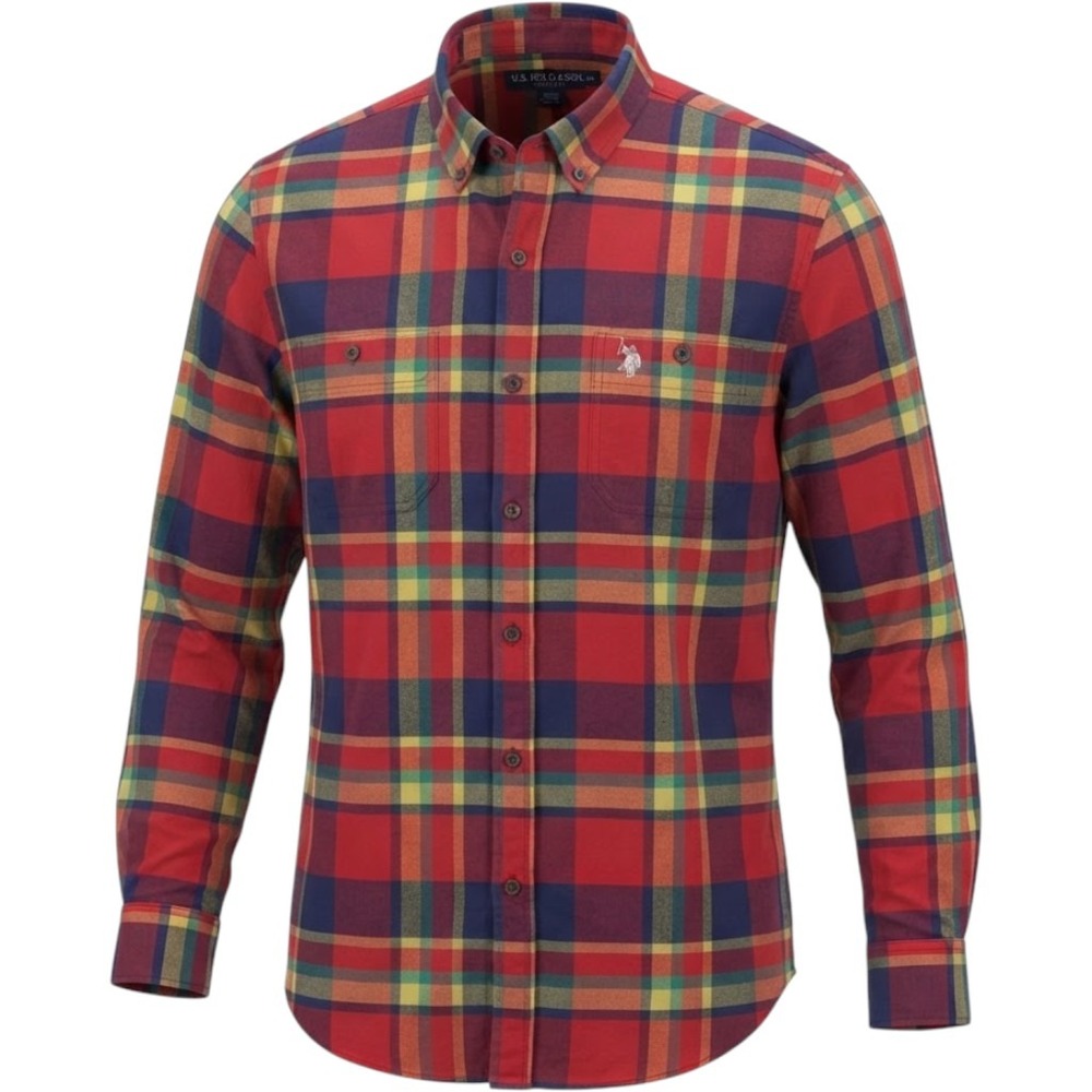 U.S. Polo Assn Shirt Mens 3XL Red Plaid Excellent Stretch Long Sleeve 11A364